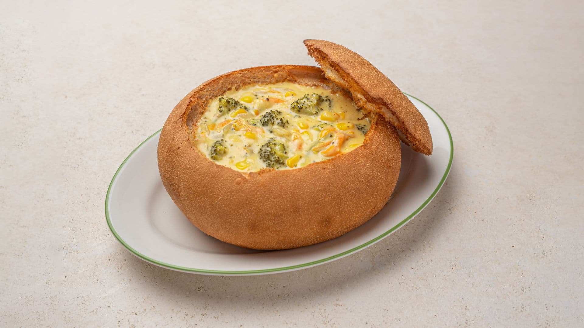 Cheddar Broccoli in Bread Bowl